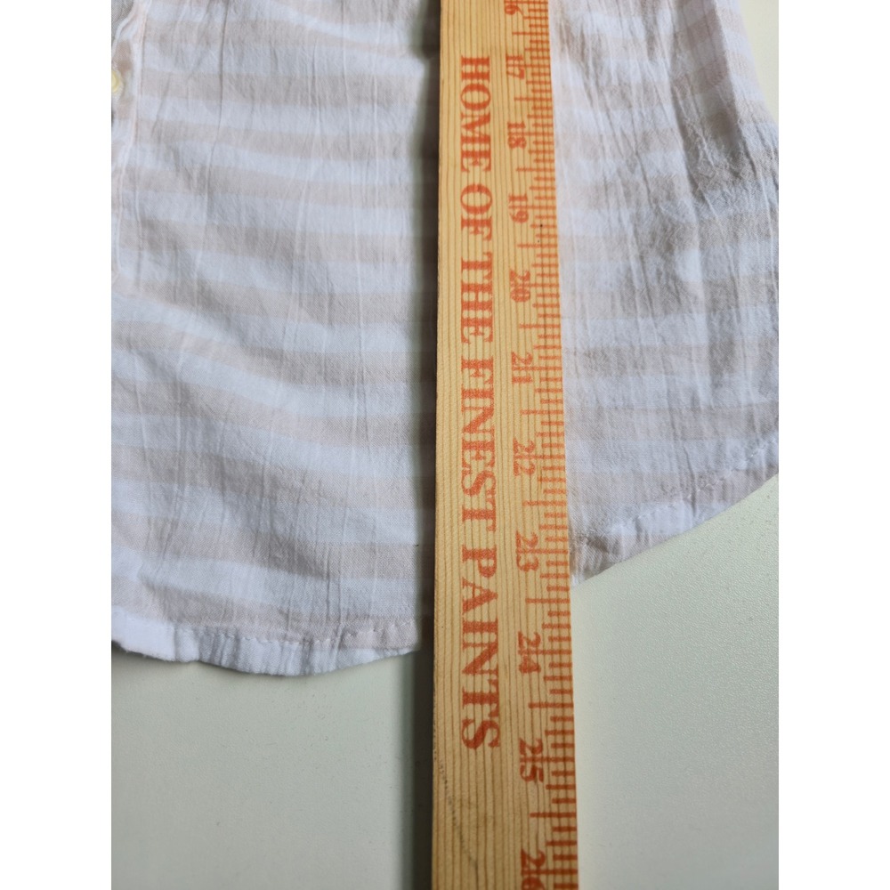 Mountain Hardwear Striped 100% Cotton Shirt Women 6 Beige Gorpcore - Picture 7 of 7